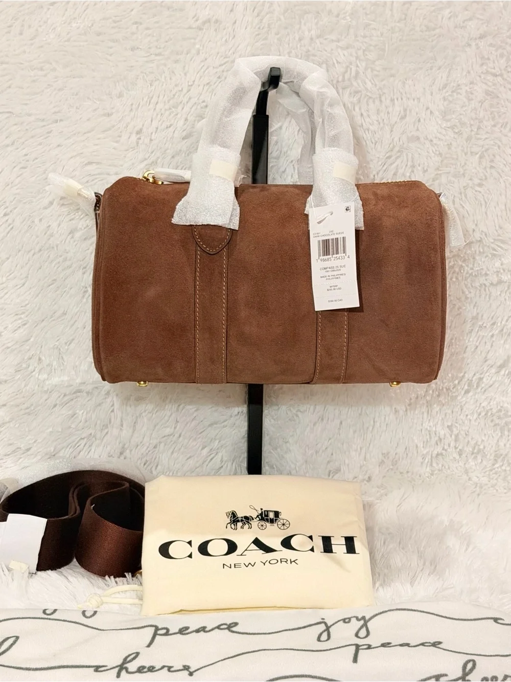 Coach Compass Bag 25 Dark Chocolate Suede NWT